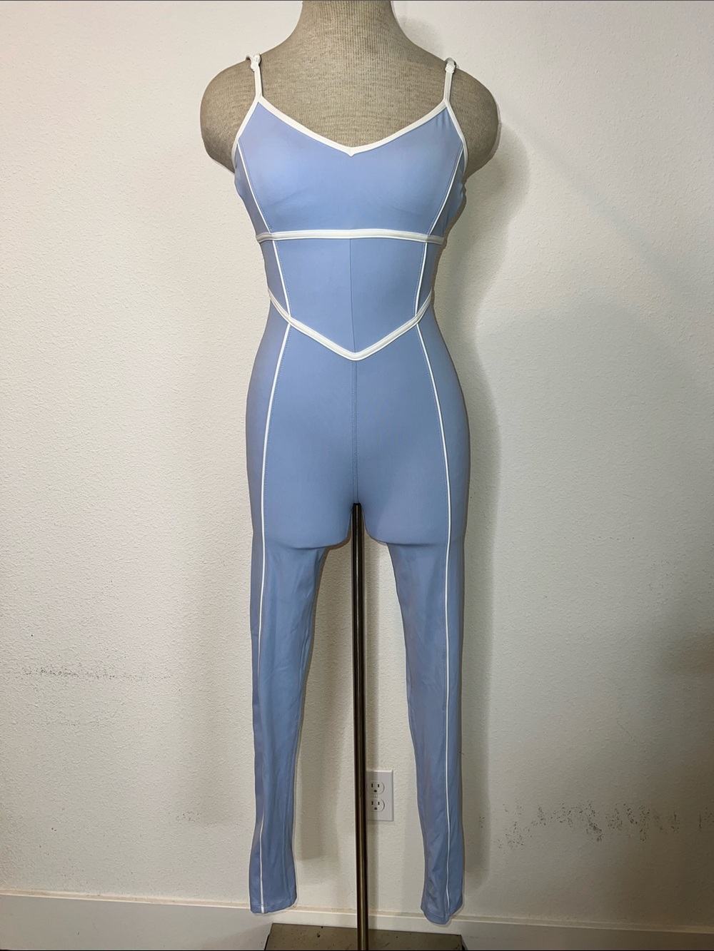 Yellow The Label Breathe Long Sky Blue Seam-Trim Legging Jumpsuit